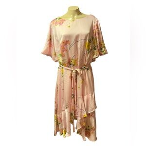 Maison Tara Elegant Floral Pink Dress with Belt size 20